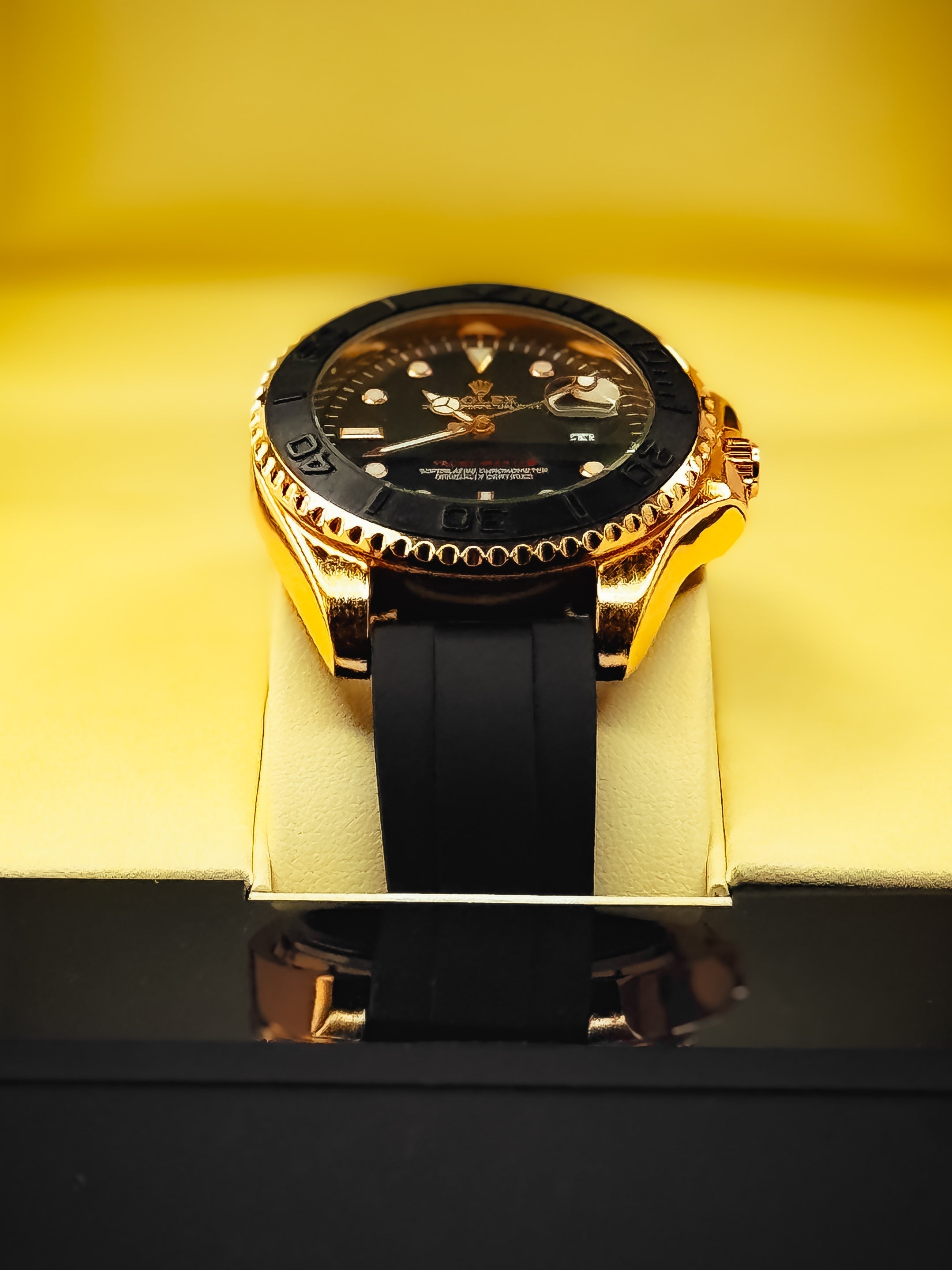 Rolex Rotating Dial Black & Golden Watch