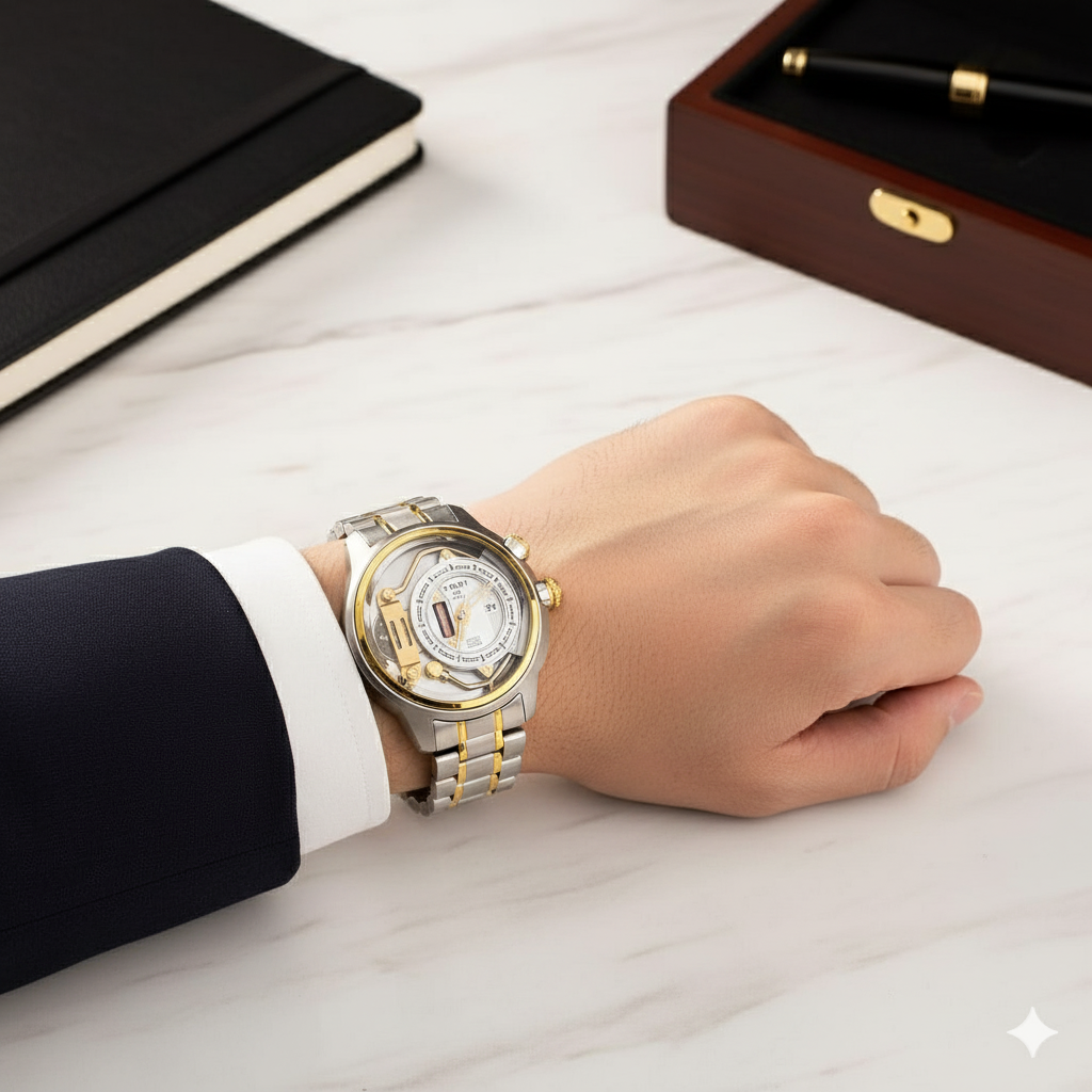 Tomi 1981 Silver, Golden & White Watch