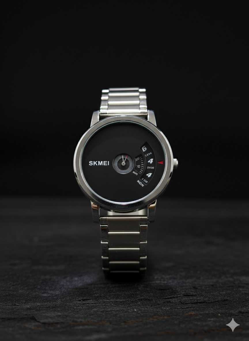 Skmei Silver & Black Unique Watch
