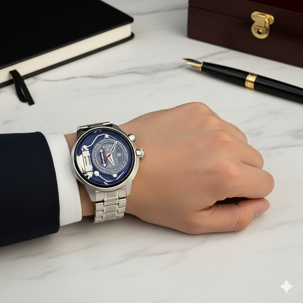 Tomi 1980 Silver & Blue Watch