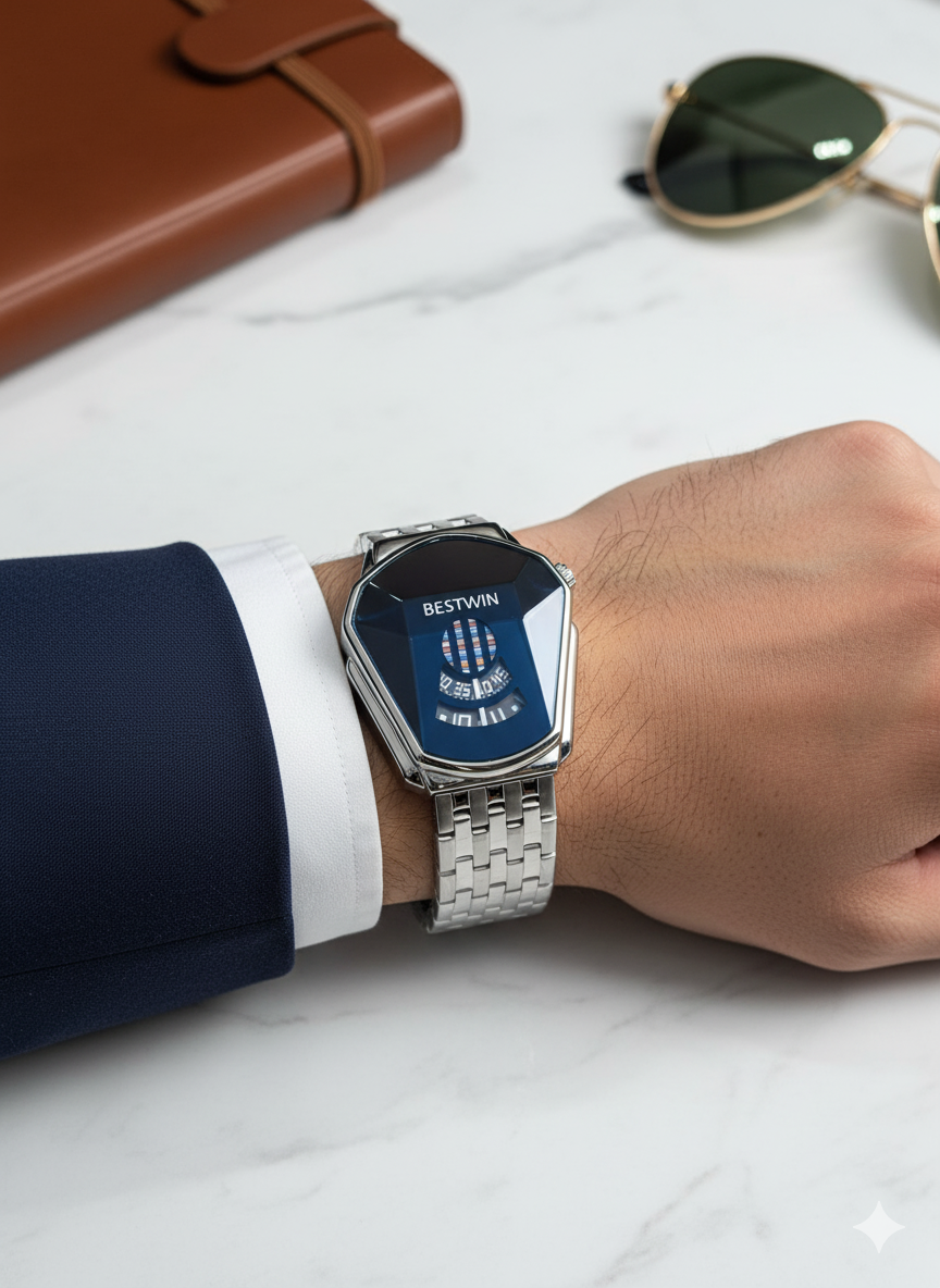 Bestwin Silver & Blue watch