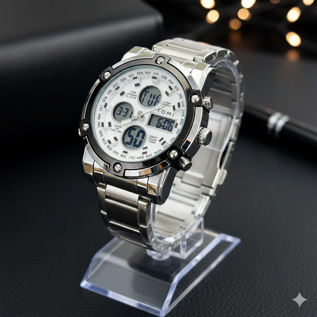 Tomi Silver & White Wtach