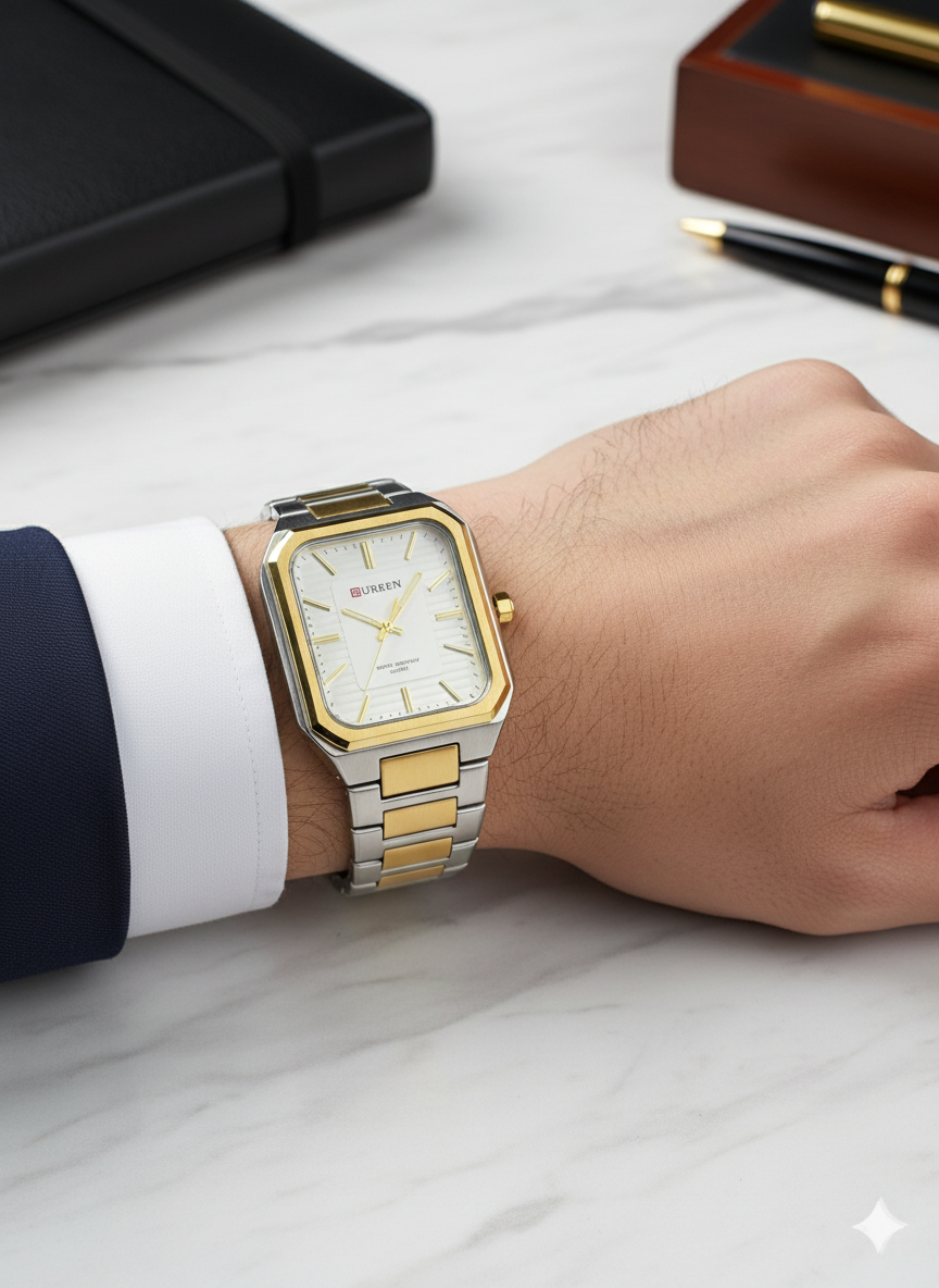 Curren Golden & White Watch