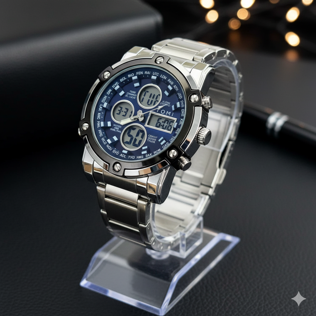 Tomi Silver & Blue Watch