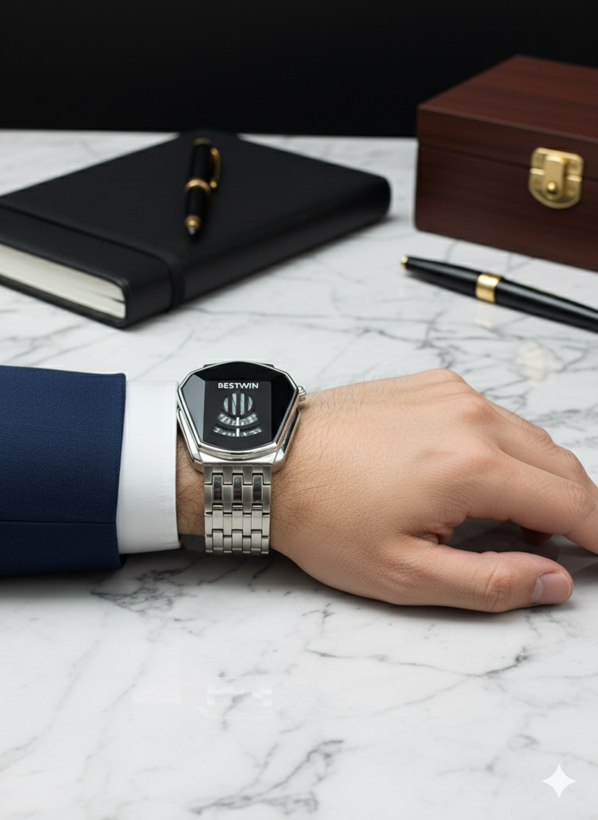 Bestwin Silver & Black Watch