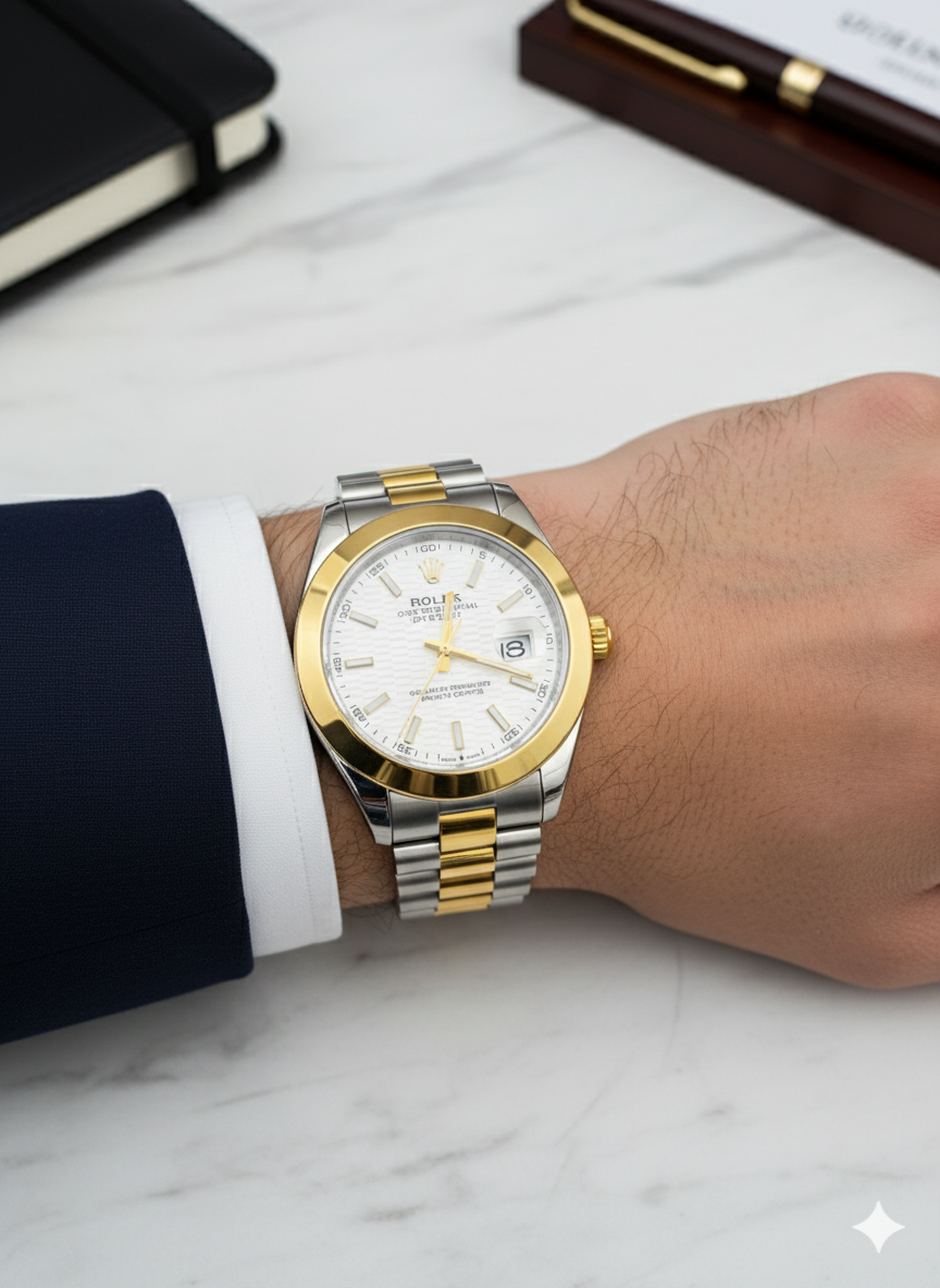 Rolex 1460 Golden, Silver & White Watch