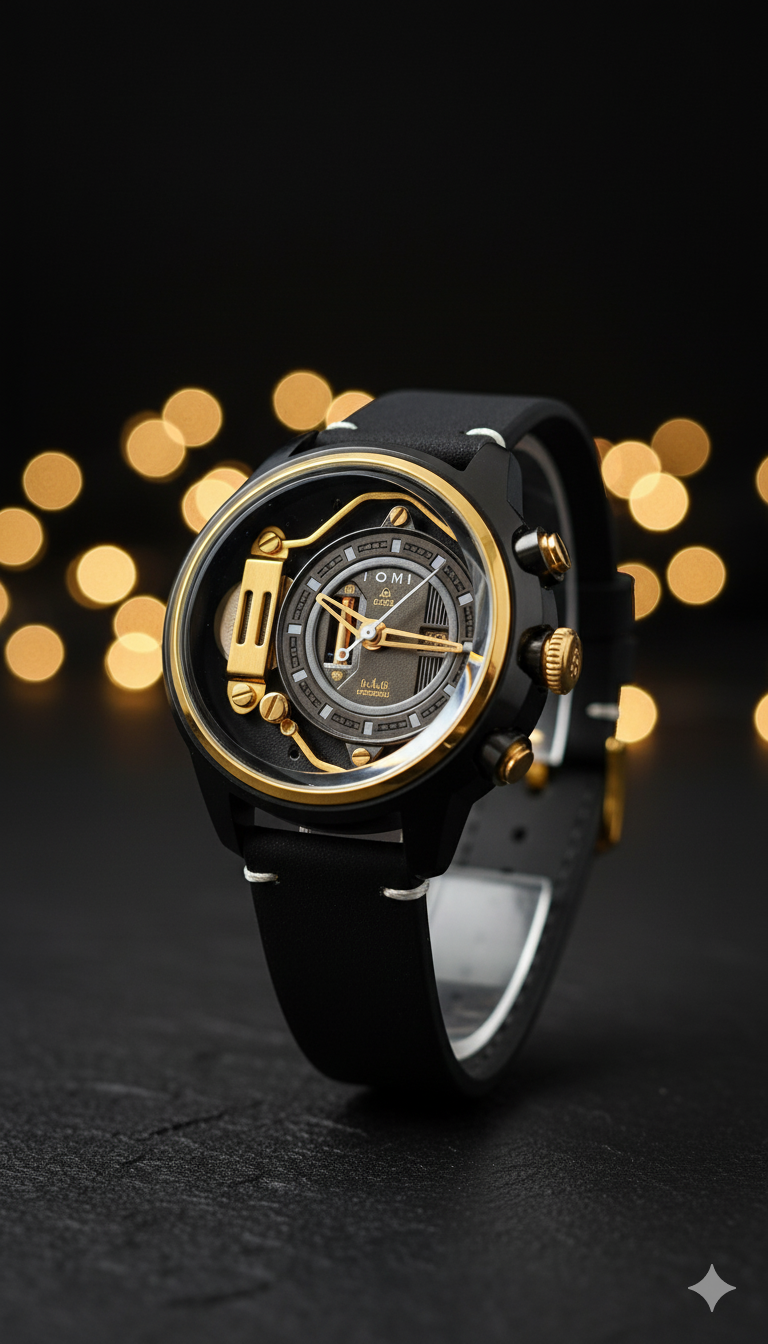 Tomi 1985 Black & Golden Watch