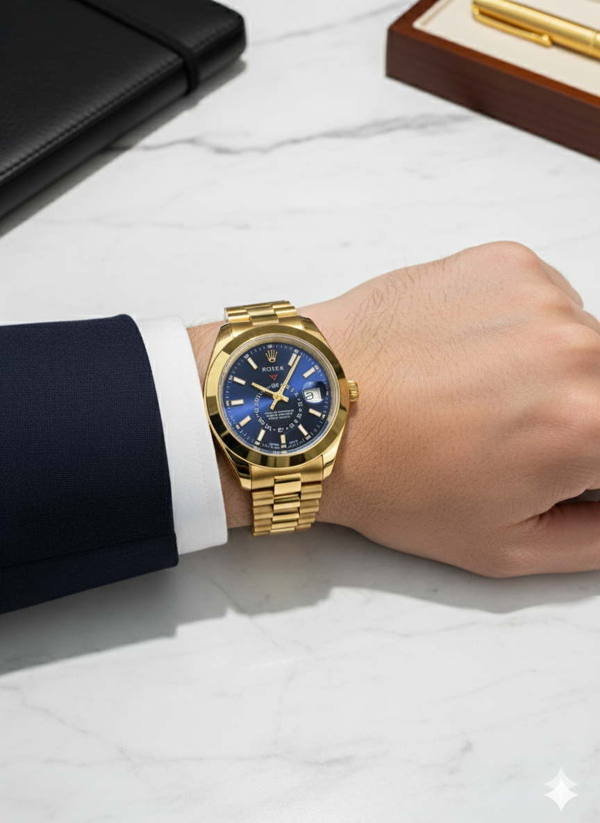 Rolex Golden & Blue Watch