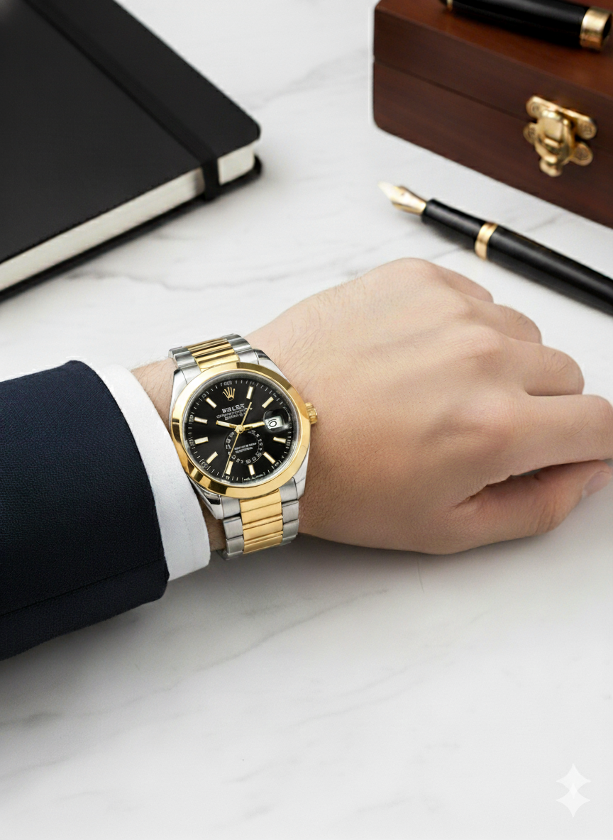 Rolex 1450 Golden, Silver & Black Watch