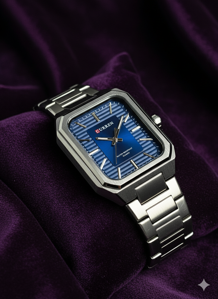 Curren Silver & Blue Watch