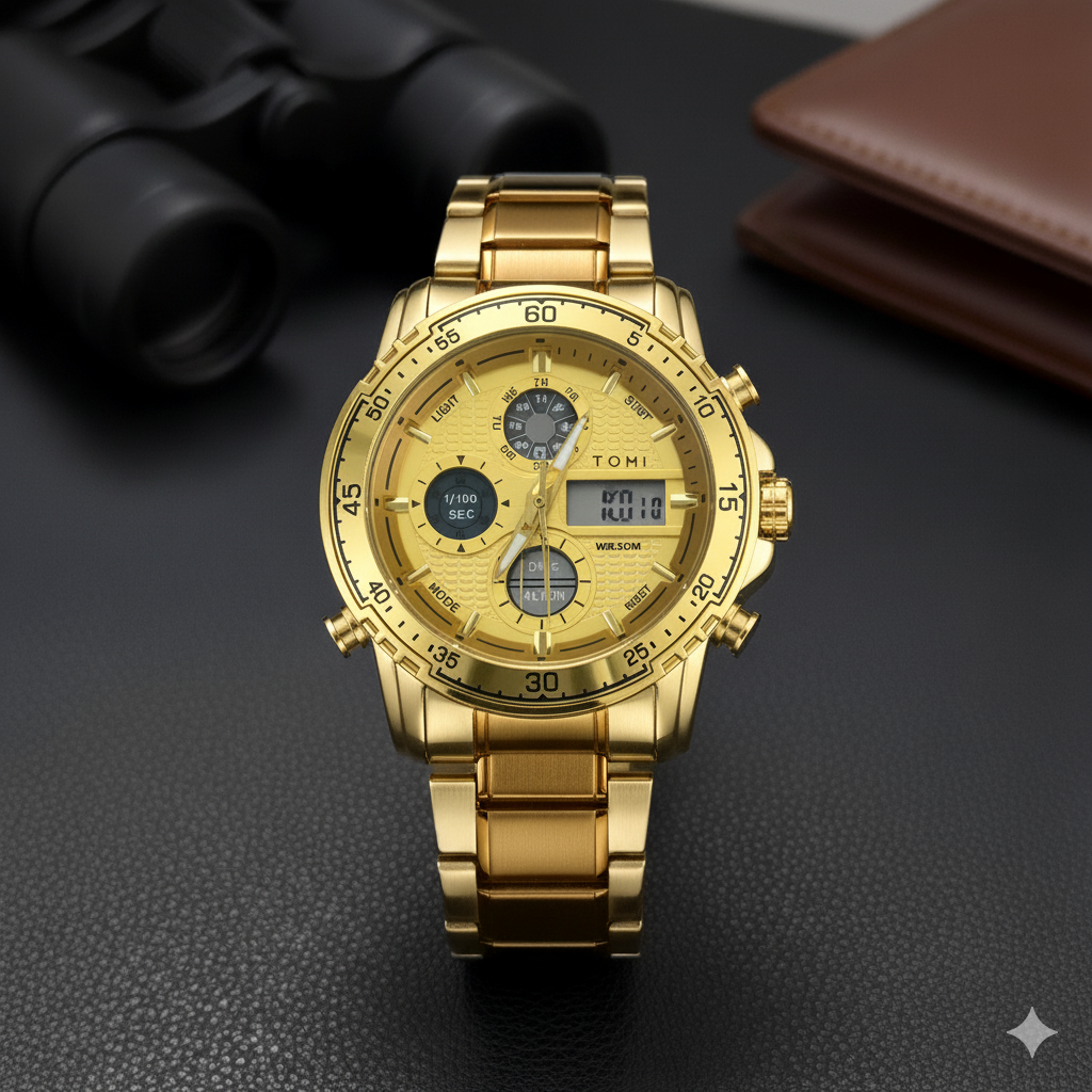 Tomi 1581 Golden Sports Watch