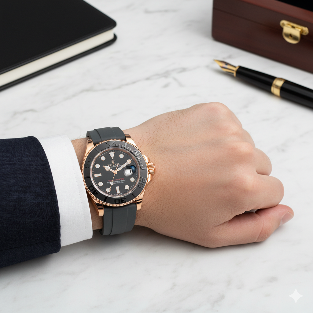 Rolex Rotating Dial Black & Golden Watch