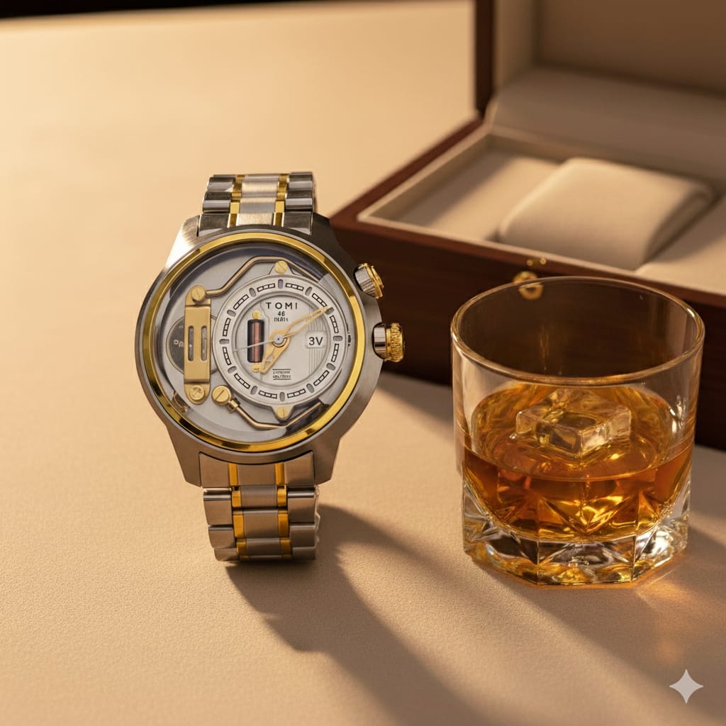 Tomi 1981 Silver, Golden & White Watch