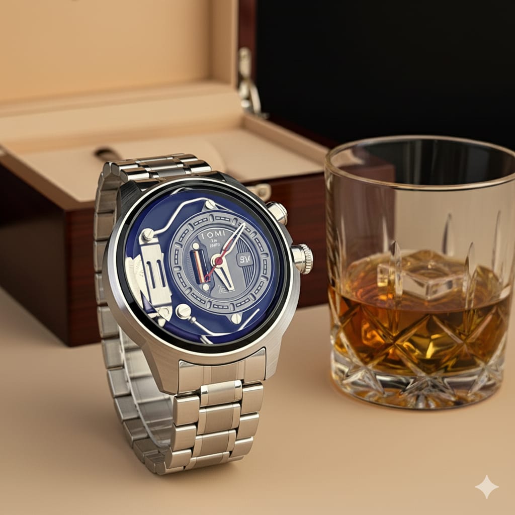 Tomi 1980 Silver & Blue Watch