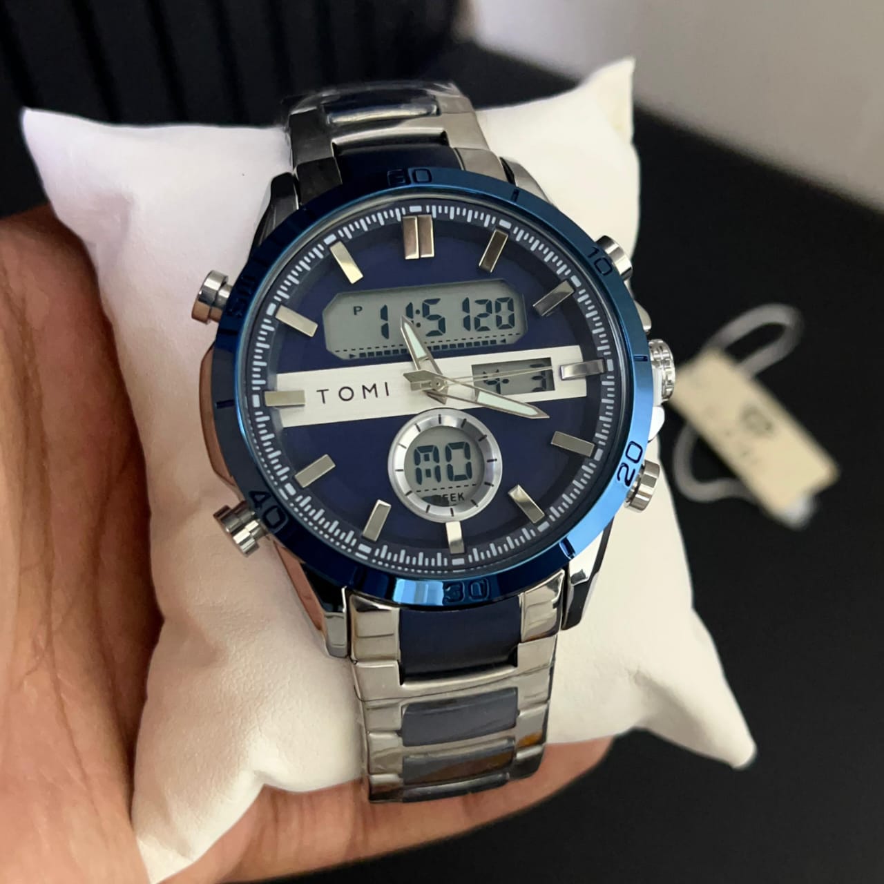 Tomi 1683 Silver & Blue Sports Watch
