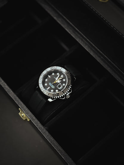 Rolex Rotating Dial Black &amp; Silver Watch