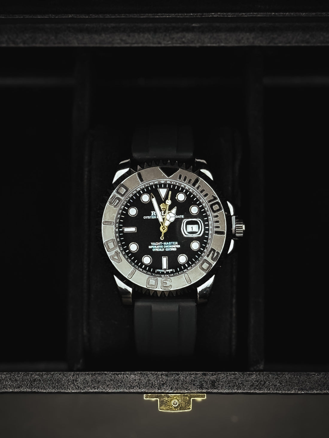 Rolex Rotating Dial Black &amp; Silver Watch