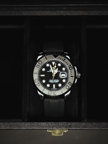 Rolex Rotating Dial Black &amp; Silver Watch