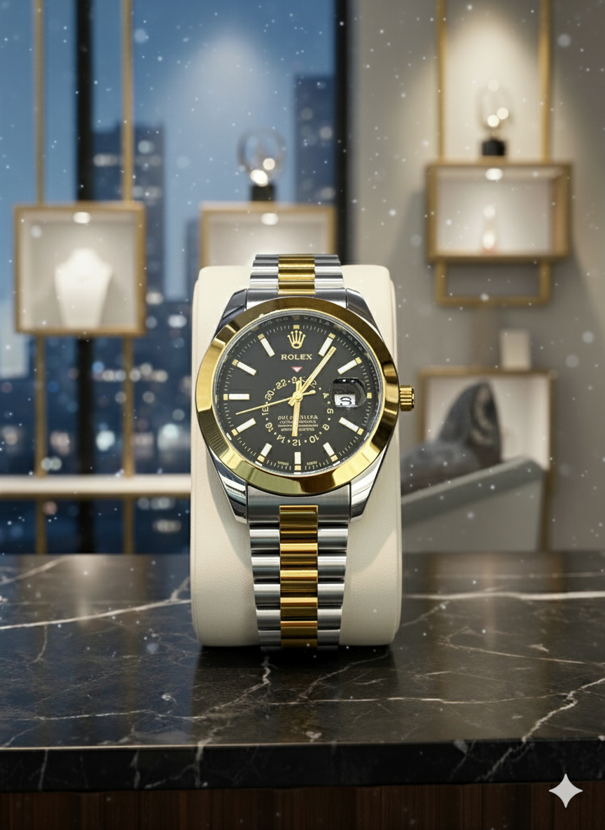 Rolex 1450 Golden, Silver &amp; Black Watch