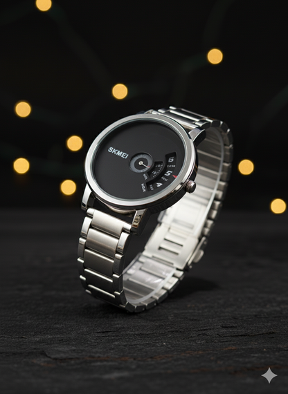 Skmei Silver &amp; Black Unique Watch