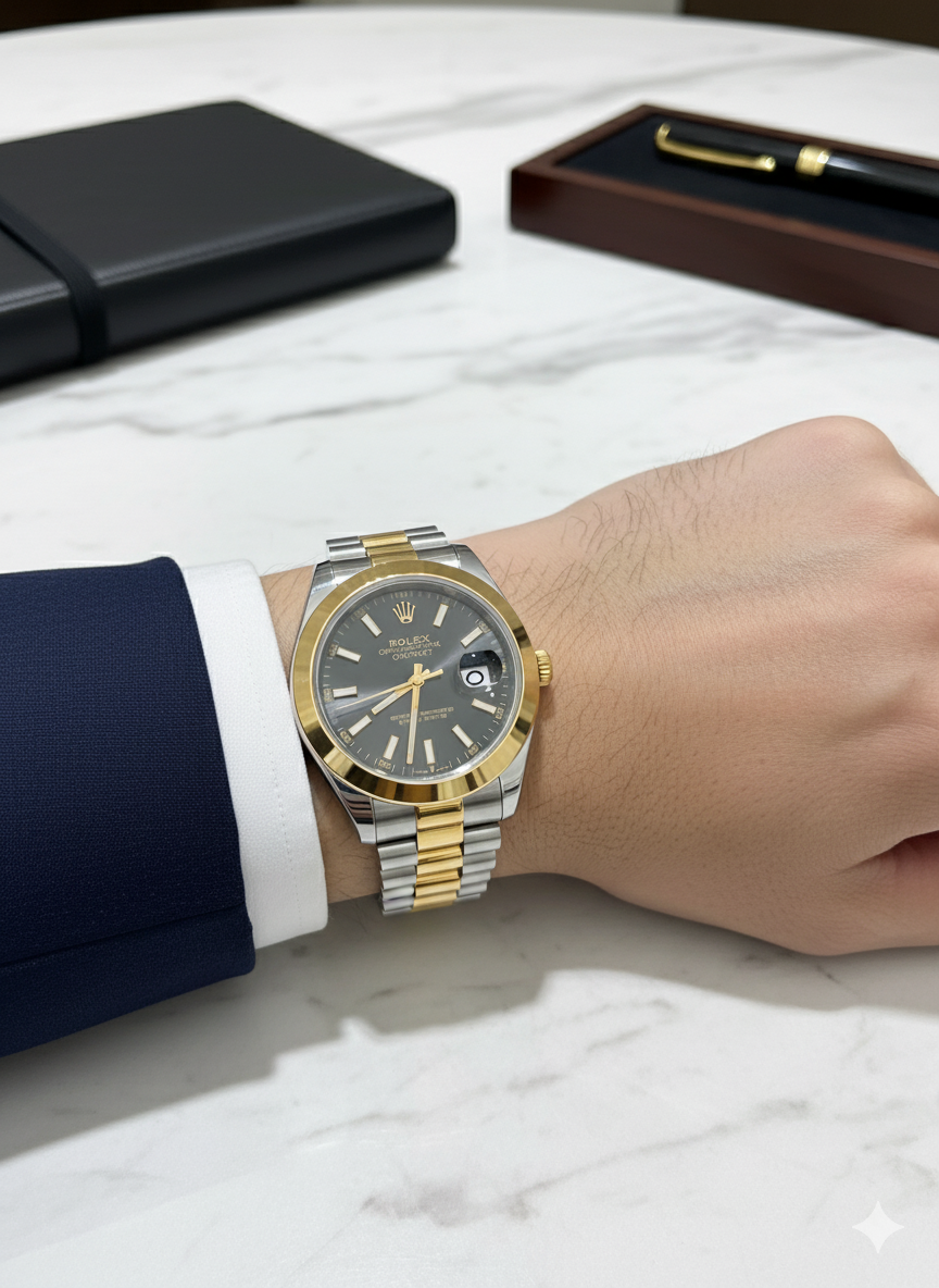 Rolex 1451 Golden, Silver &amp; Black Watch