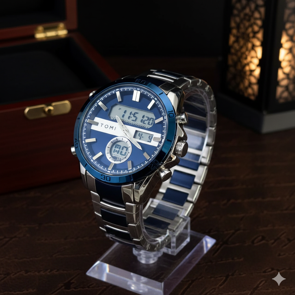 Tomi 1683 Silver &amp; Blue Sports Watch
