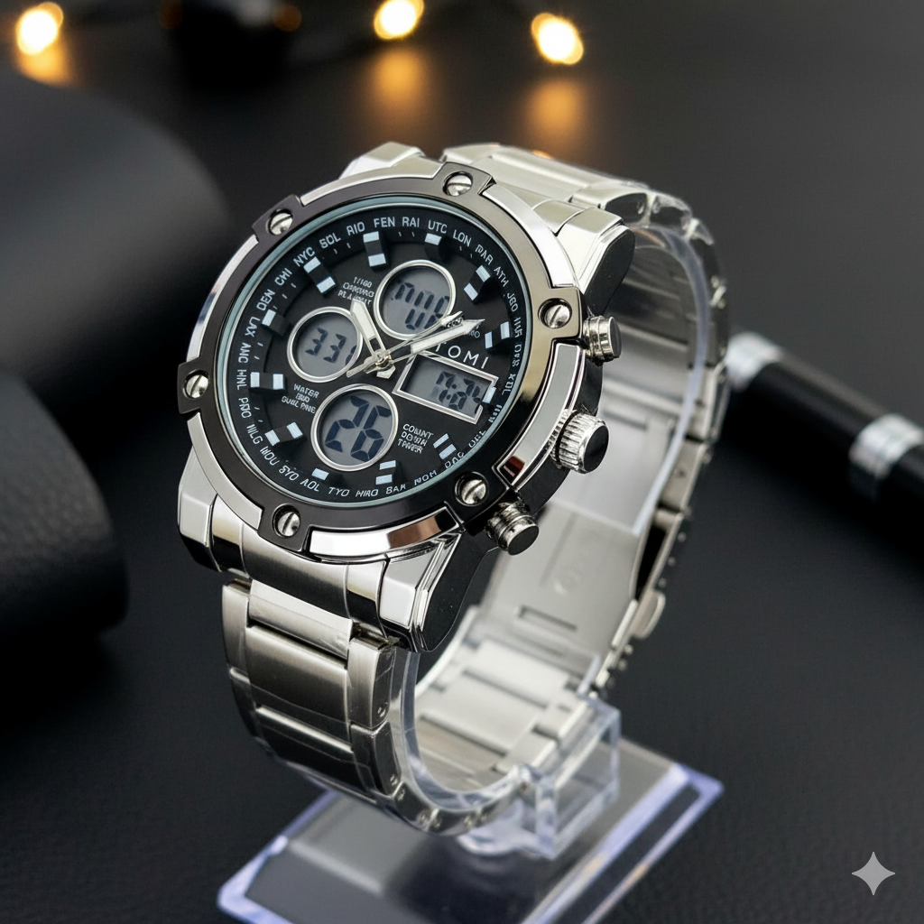 Tomi Silver &amp; Black Watch