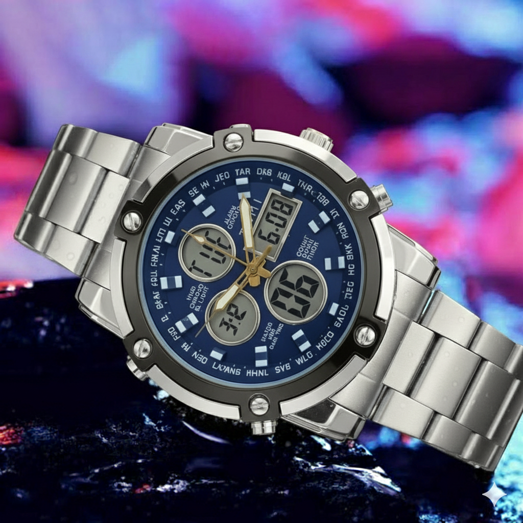 Tomi Silver &amp; Blue Watch