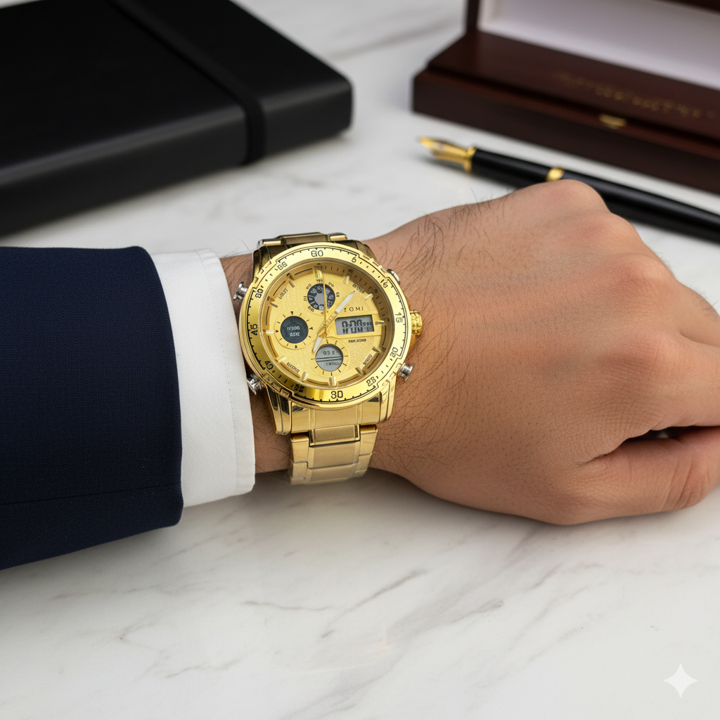 Tomi 1581 Golden Sports Watch