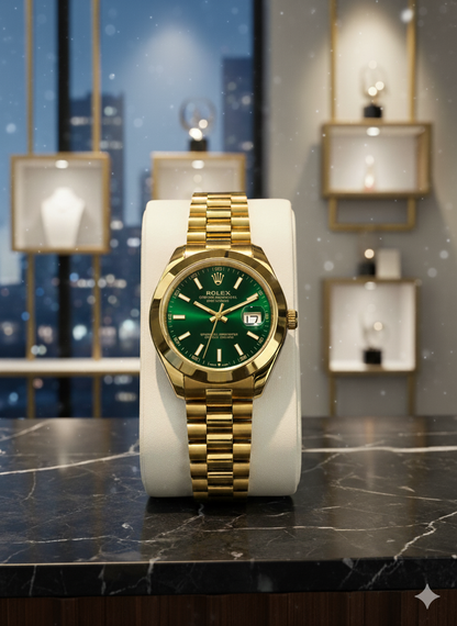 Rolex Golden &amp; Green Watch