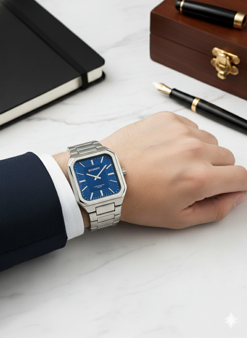 Curren Silver &amp; Blue Watch