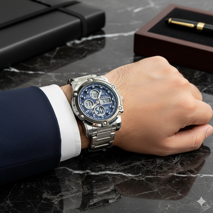 Tomi Silver &amp; Blue Watch