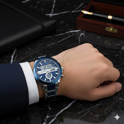 Tomi 1683 Silver &amp; Blue Sports Watch