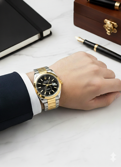 Rolex 1450 Golden, Silver &amp; Black Watch