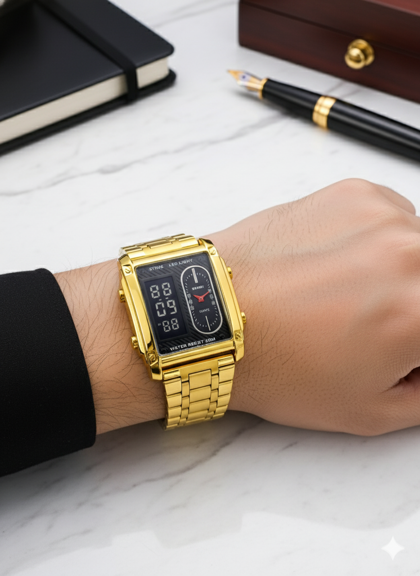 Skmei 1550 Golden &amp; Black Watch