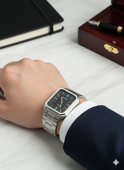 Curren Silver &amp; Black Watch