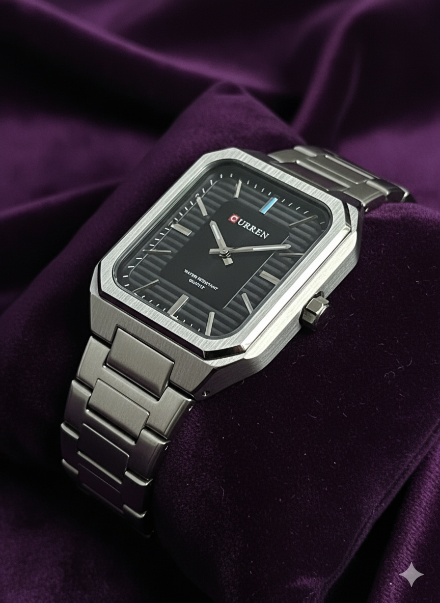 Curren Silver &amp; Black Watch