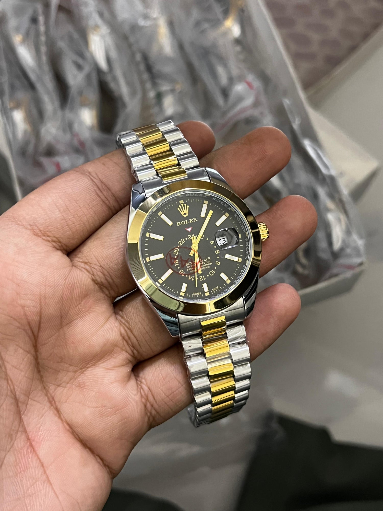 Rolex 1450 Golden, Silver &amp; Black Watch