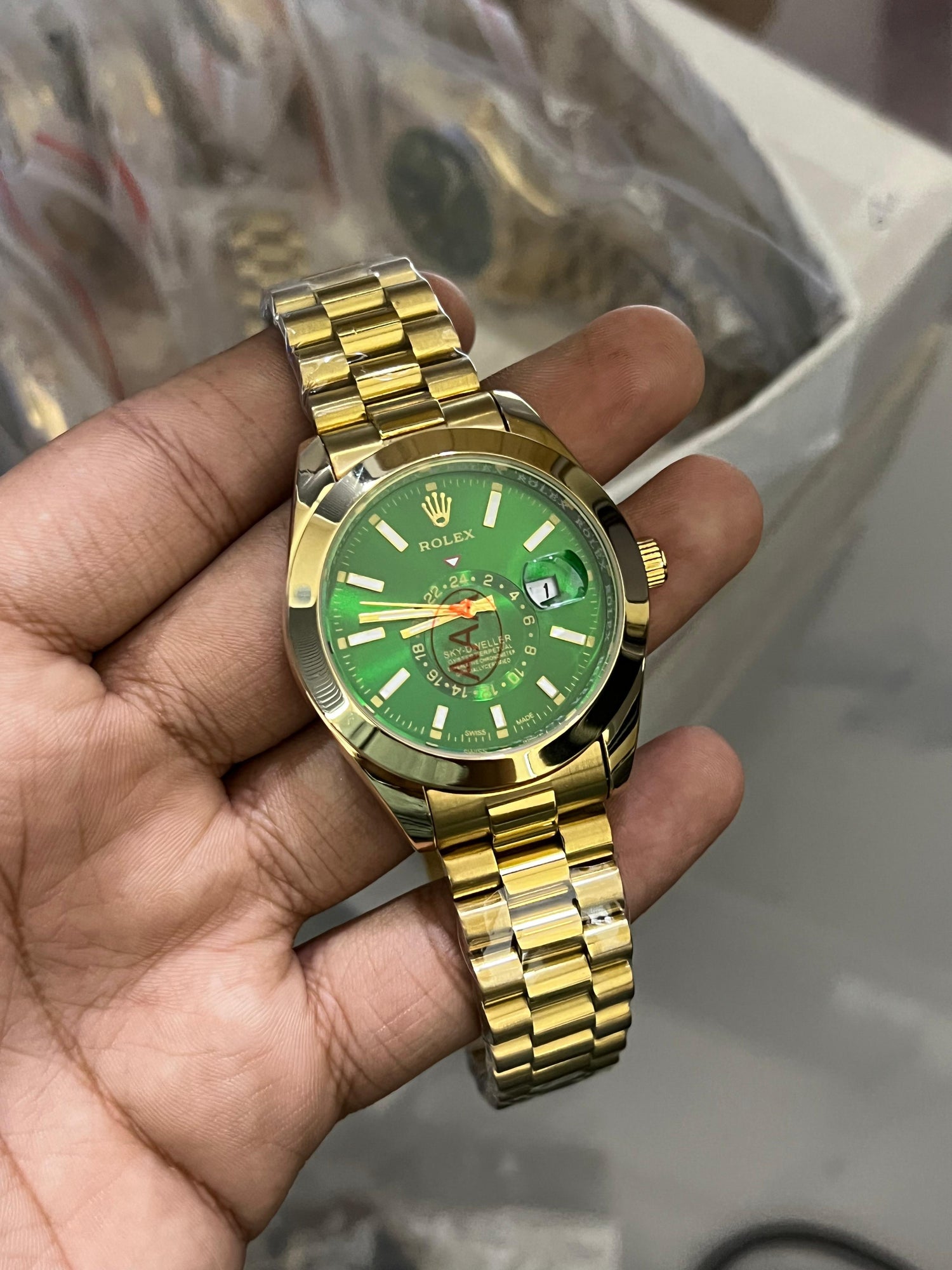 Rolex Golden &amp; Green Watch